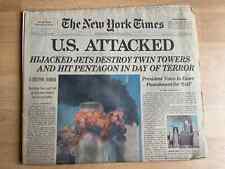 The New York Times National Edition U.S ATTACKED Newspaper Sept 12 2001- 9/11 picture