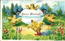 Easter Greetings, Flowers, Chickens 1911 Postcard picture