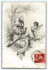 France Postcard Little Fairy Fantasy Pretty Woman 1908 Posted Antique picture