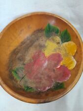 Large Antique Handmade Handpainted Wooden Serving Bowl picture