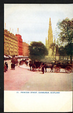 Old Postcard Edinburgh Scotland Princess Street Horse Buggy Carriage Wagon picture