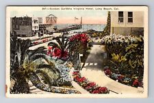 Long Beach CA-California, Aerial Sunken Gardens Virginia Hotel Vintage Postcard picture