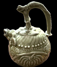 Vtg Chinese Celadon Mystery Puzzle Dragon Spout & Handle Small Teapot Tea Pot picture