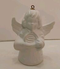 Vintage Goebel 1982 White Angel Bell Christmas Tree Ornament Horn West Germany  picture