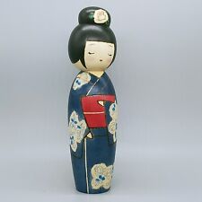 Japanese  wooden doll 19.5cm sosaku kokeshi Yumeji Rose Bara kimono  Oki Izumi picture