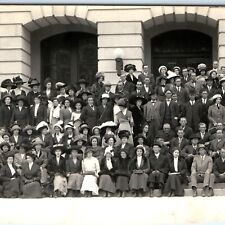 c1910s Huge Group Classy People RPPC Fashion Public Library Art Deco Photo A173 picture