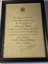 Invitation 1962 Inauguration Governor Richard J. Huges New Jersey Autographed picture