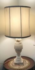 Beautiful Vintage Alabaster Marble Electric Table Lamp With Satin Shade picture
