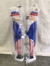 Vintage Blow Mold Uncle Sam Patriotic Union New Old Stock Lot Of 2 NO LIGHTS picture