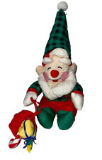 Vintage Christmas Santa Elf Puffy Nylon Plush Decor Sitting 11