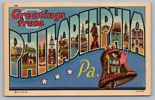 Philadelphia PA Large Letter Greetings From Pennsylvania Multiview Postcard D5 picture