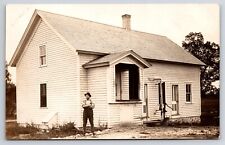 RPPC Victorian Era House Stone Foundation Attractive Man Outside Photo Postcard picture