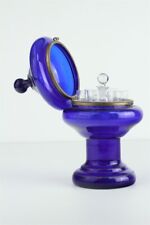 Antique French Cobalt Blue Blown Glass Cordial Set w/ 6 Glasses & Decanter picture
