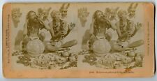 Brahmans Praying to the Sun India Vintage Stereoview Photo 1901 mask , pottery picture