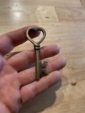 Heart Victorian Key Cathedral Skeleton Patina Castle Collector BRASS METAL GIFT picture