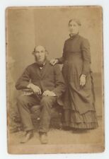 Antique Circa 1880s Cabinet Card Older Couple Man With Chin Beard Milton, PA picture