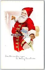 Santa Claus w Toys Pink of Perfection, Vintage 1921 Christmas Holiday Postcard picture