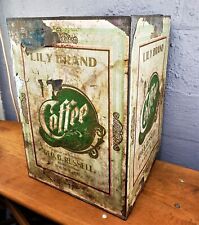 Antique Lily Coffee Tin Counter Bin General Store Mercantile Display Albany NY picture