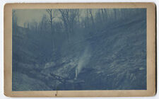 VINTAGE CYANOTYPE CLEAR CUTTING THE FOREST. EARLY ENGINE CRANE.  picture