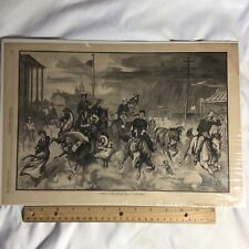 SEPT  18 1880 HARPERS WEEKLY - A Storm at Long Branch NJ - Original picture