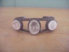 Native American Navajo Scrimshaw Bracelet, 3 Pictures, Sterling, Good Cond picture