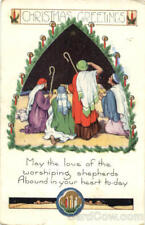 XMAS 1923 Christmas Greetings-Wise Men Antique Postcard 1c stamp Vintage picture