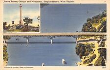 Shepherdstown West Virginia~James Rumsey Monument~Sharpsburg MD Bridge~1940 PC picture