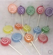 Lollipop Swirl Christmas Tree Ornaments Candy, Sugar Coated Mix Lot/ 14 picture