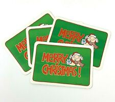 4 Vintage ZIGGY Merry Christmas Postcards American Greetings Green Red Gold 6x4
