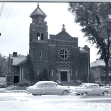 c1950s Anamosa, IA RPPC St Patrick Catholic Church Cars Real Postcard Chevy A104 picture
