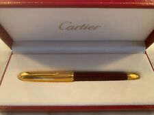 VERY RARE Louis Cartier Red Burgundy Marble Motif Lacquer Gold Ballpoint Pen Box picture
