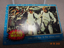 VTG 1977, Luke & Han in the Refuse Room, Star Wars Series 1 Blue Card 38 CREASED picture