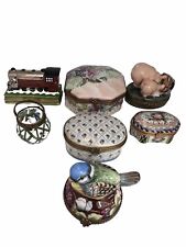 Paint Mein Haviland Rehausse Main Limoges Lot Of 7 Trinket Boxes France Signed picture