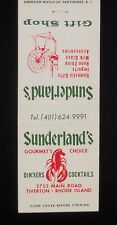 1970s Sunderland's Gourmet's Choice Dinners Cocktails Shop Lobster Tiverton RI picture