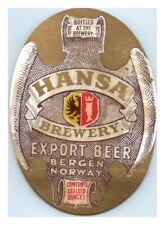 Hansa Brewery Export Beer Bergen Norway Beer Label *L9 picture