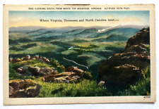 Looking South From White Top Mountain VA Where VA NC TN Meet Linen View Postcard picture