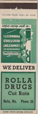 VINTAGE MATCHBOOK COVER. ROLLA DRUGS. ROLLA, MO. picture