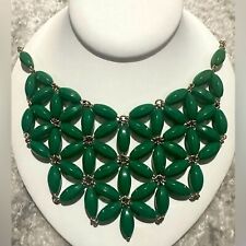 J. Crew Designer Gold Tone Green Floral Beads link Necklace picture