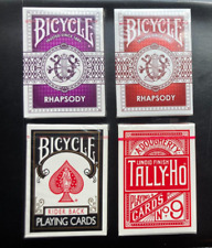 4 new decks playing cards - Bicycle Black, Tally-Ho, Rhapsody Set - sealed picture