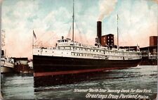 Postcard Steamer North Star Leaving Dock for New York from Portland, Maine~3652 picture
