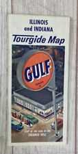 Vintage 1956 GULF DEALER Illinois and Indiana Tourguide Map GUC picture