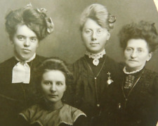 Antique Cabinet Photo Edwardian Fashion Pretty Group of Women Vintage Photograph picture