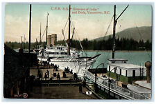 c1910 C.P.R. S.S. Empress of India and Dock Vancouver BC Canada Postcard picture