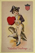 Unused Vintage Valentine Postcard~Patriotic Boy. V511 picture
