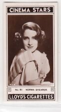 Vintage 1935 Richard Lloyd & Sons Movie Star Film Card NORMA SHEARER #51 picture