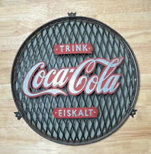 RARE 1940’s German “TRINK Coca-Cola EISKALT” 16” Dia Dome Delivery Truck Sign picture