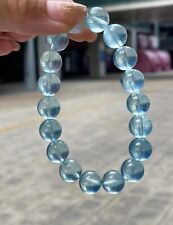 100% Natural Blue Ice Aquamarine Gems Clear Round Beads Bracelet 11.7mm AAAAA picture