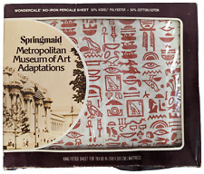 Vintage 1970s Springmaid Met Museum Art Egyptian Design King Fitted Sheet NIB picture