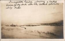 WWI Scotland RPPC Invergordon Harbor,Showing British Cruiser,Dry Dock Postcard picture
