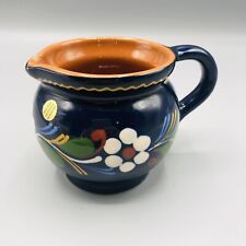 ViTG Talavera Mexican Pottery Small Pitcher Creamer Hand Painted Floral Cobalt picture